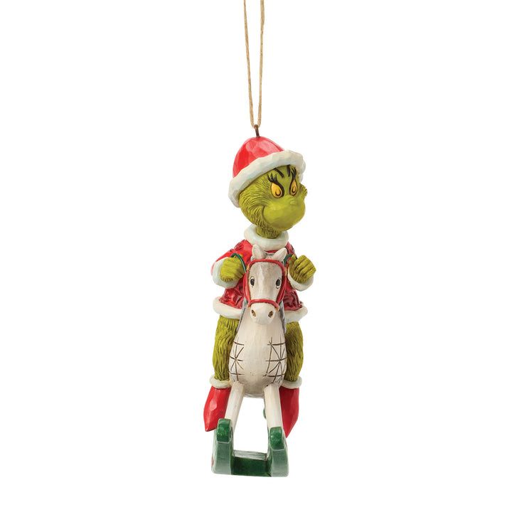 Jim Shore The Grinch: Grinch Sitting On Rocking Horse Hanging Ornament sparkle-castle