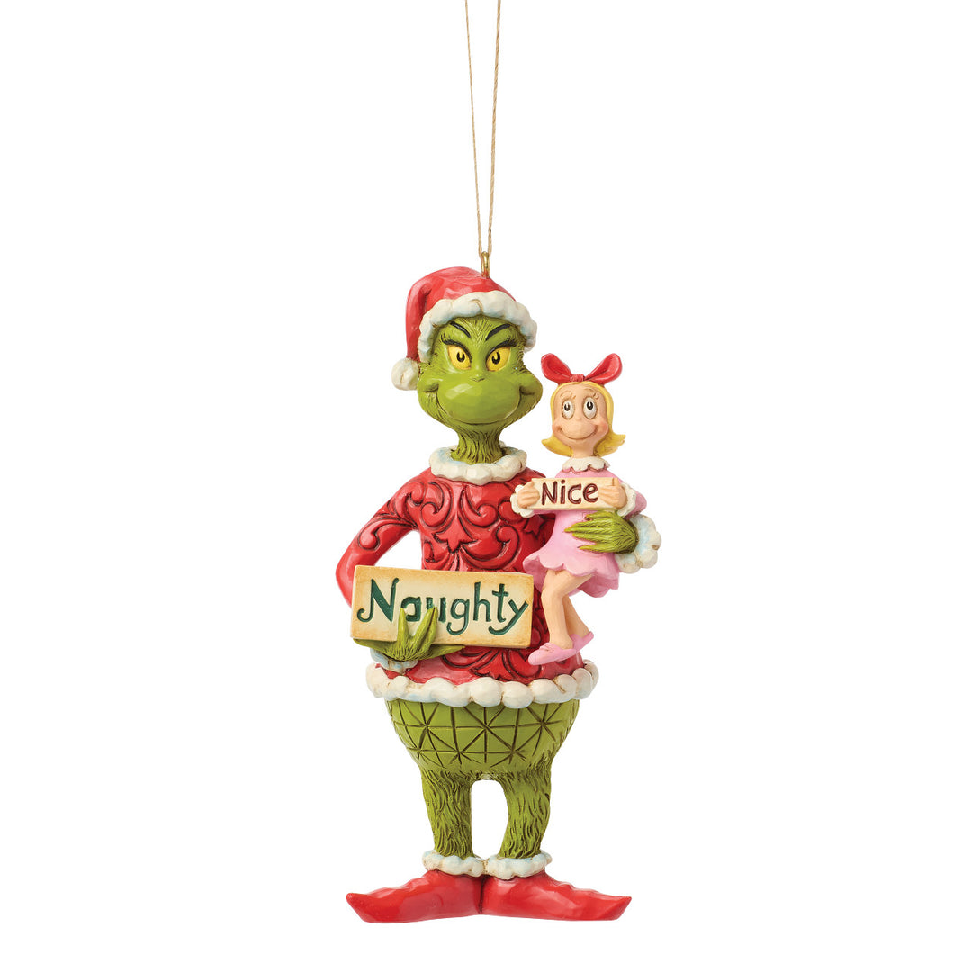 Jim Shore The Grinch: Grinch With Cindy Lou Holding Signs Hanging Ornament sparkle-castle