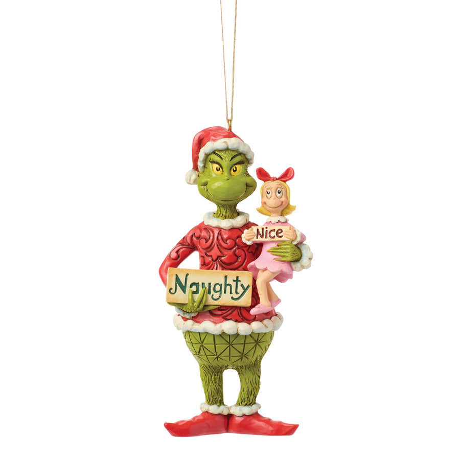 Jim Shore The Grinch: Grinch With Cindy Lou Holding Signs Hanging Ornament sparkle-castle