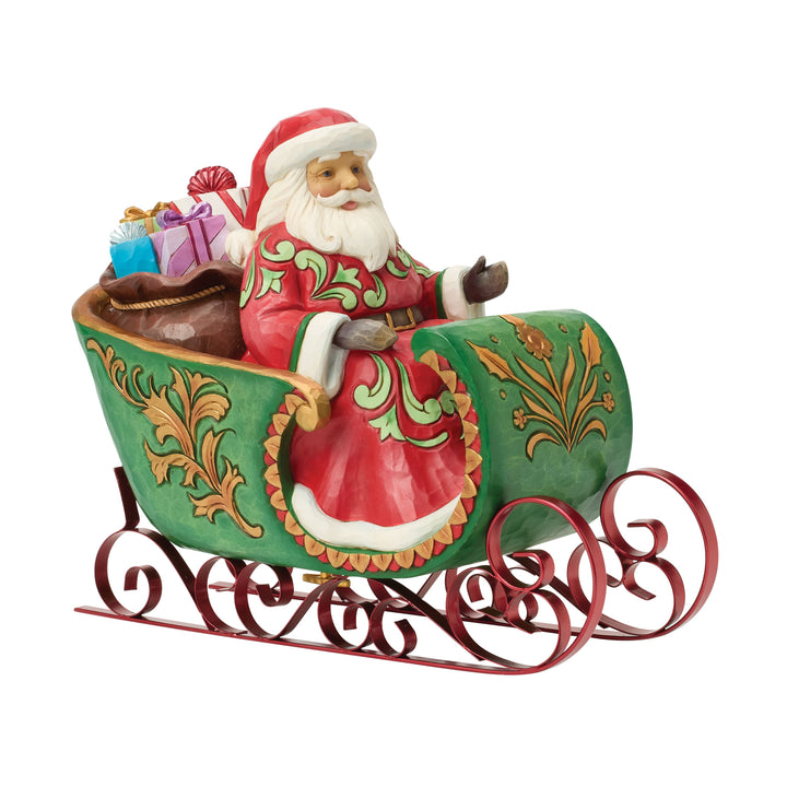Jim Shore Heartwood Creek: Santa in Musical Sleigh Figurine sparkle-castle
