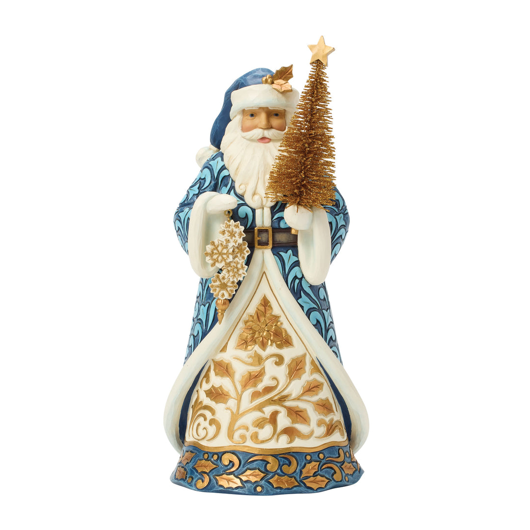 Jim Shore Heartwood Creek: Twilight Blue Santa With Sisal Tree Figurine sparkle-castle