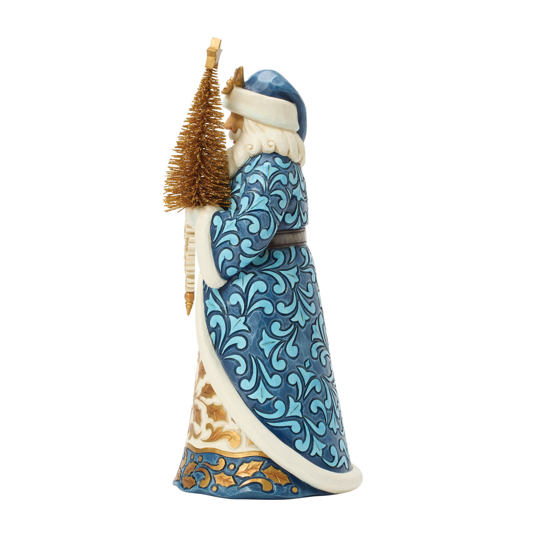 Jim Shore Heartwood Creek: Twilight Blue Santa With Sisal Tree Figurine sparkle-castle