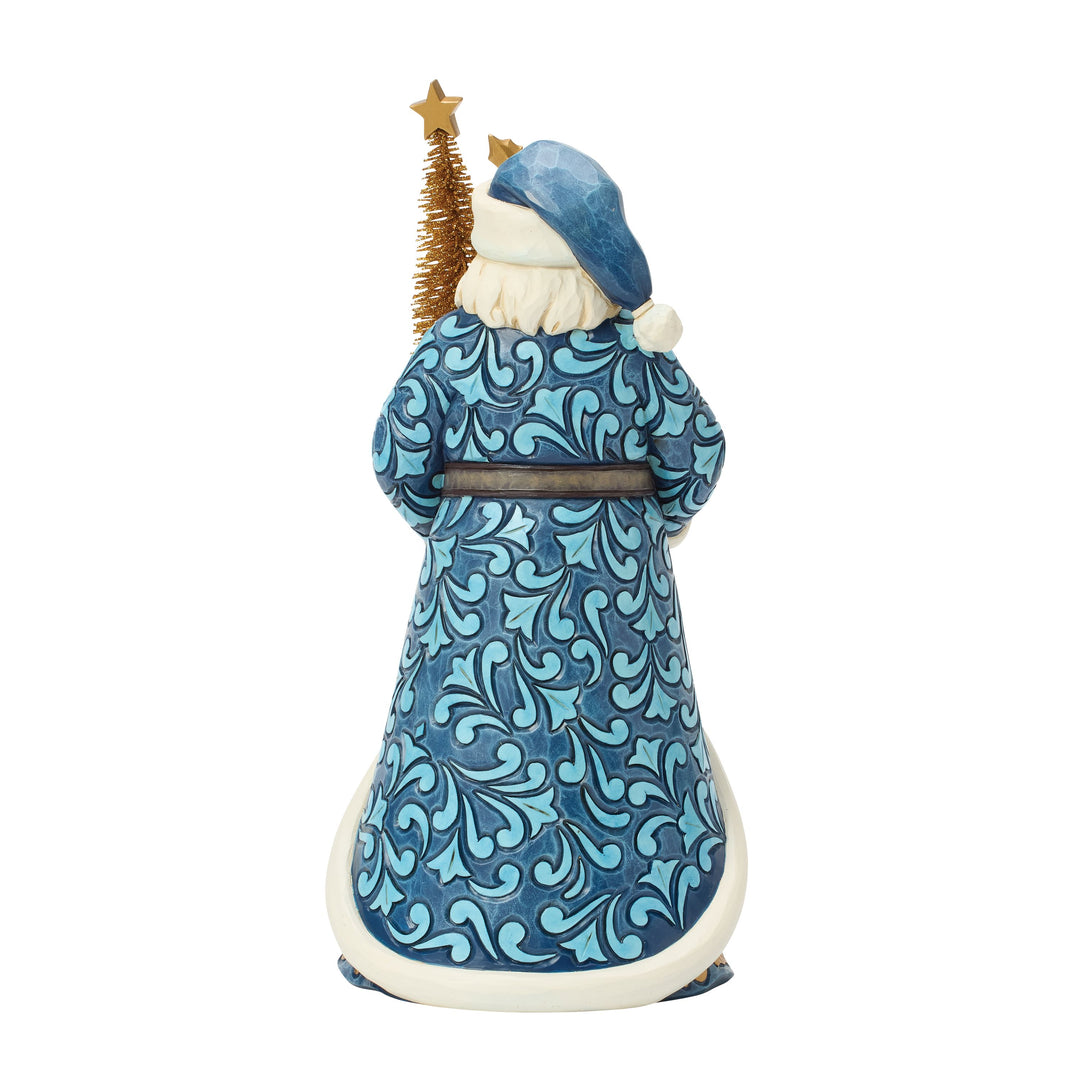 Jim Shore Heartwood Creek: Twilight Blue Santa With Sisal Tree Figurine sparkle-castle