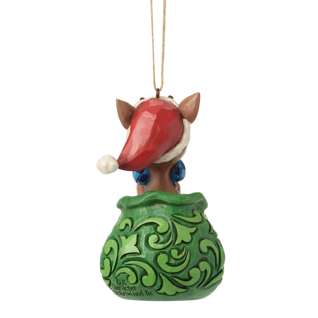Jim Shore Rudolph Traditions: Dated 2026 Rudolph in Bag Hanging Ornament sparkle-castle