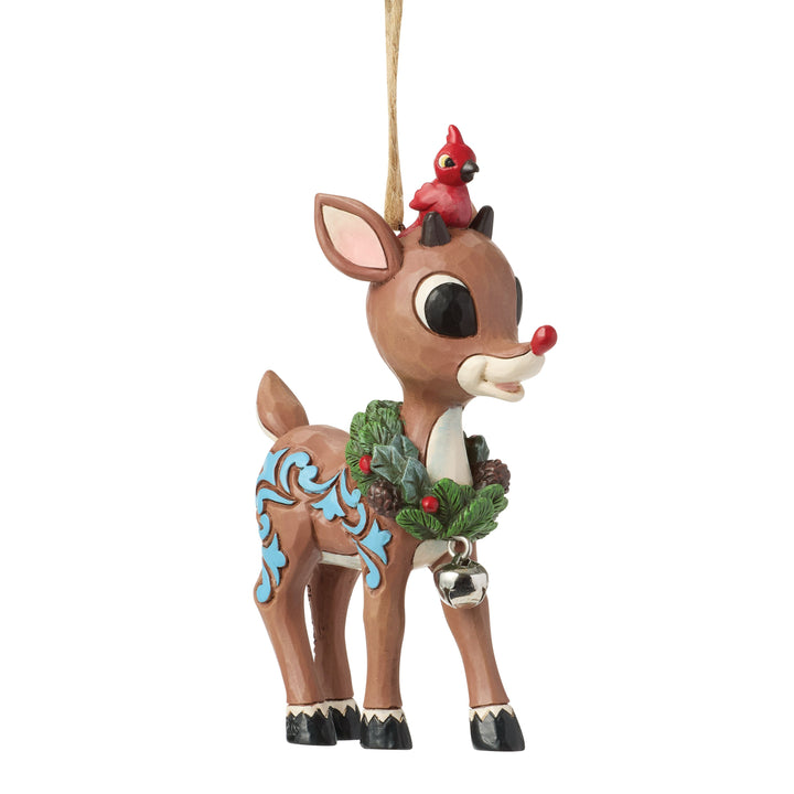Jim Shore Rudolph Traditions: Rudolph With Wreath Ornament sparkle-castle