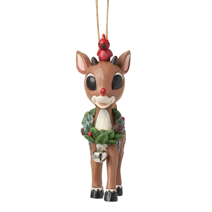 Jim Shore Rudolph Traditions: Rudolph With Wreath Ornament sparkle-castle