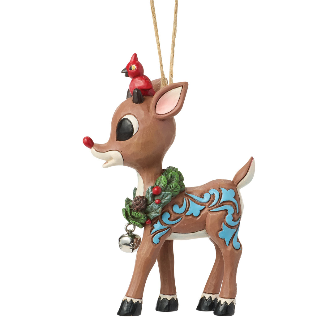 Jim Shore Rudolph Traditions: Rudolph With Wreath Ornament sparkle-castle