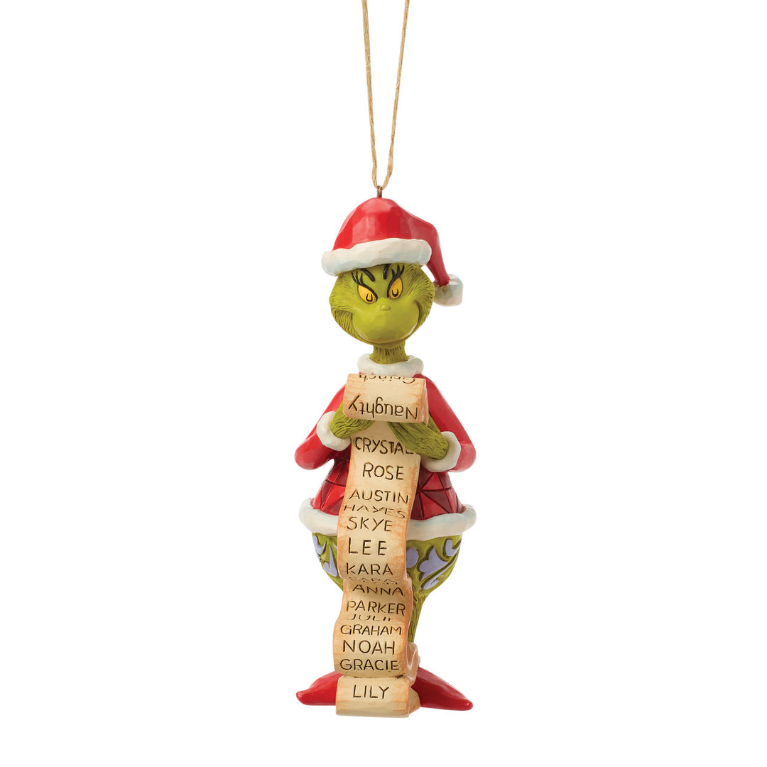 Jim Shore The Grinch: Grinch With List Hanging Ornament sparkle-castle
