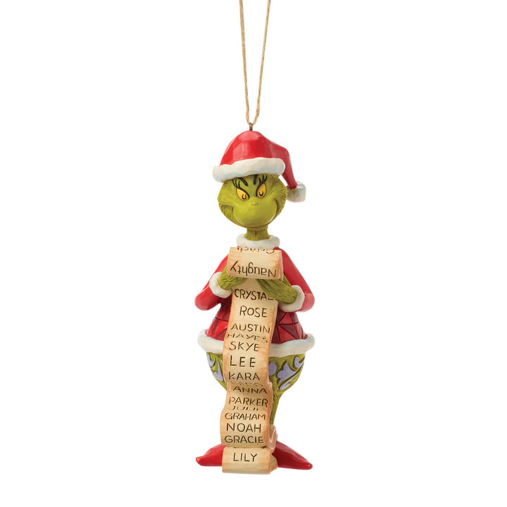 Jim Shore The Grinch: Grinch With List Hanging Ornament sparkle-castle