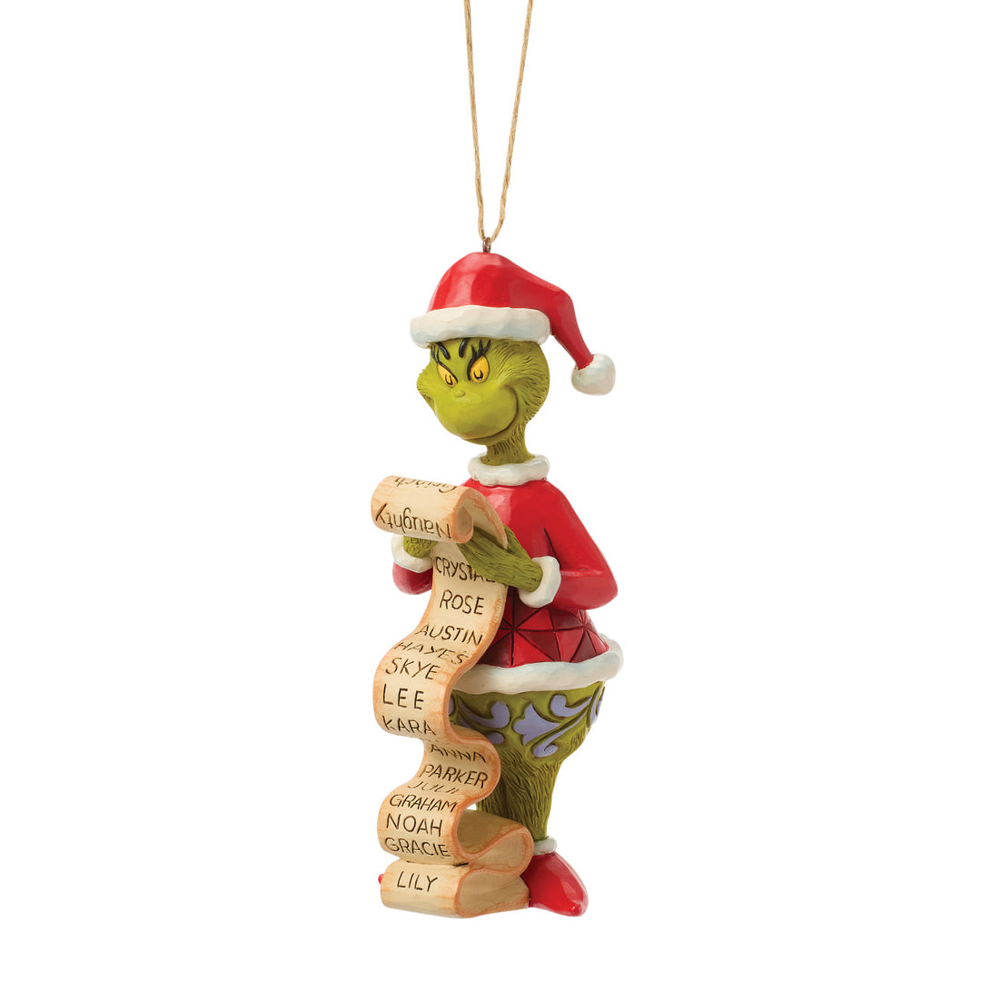 Jim Shore The Grinch: Grinch With List Hanging Ornament sparkle-castle