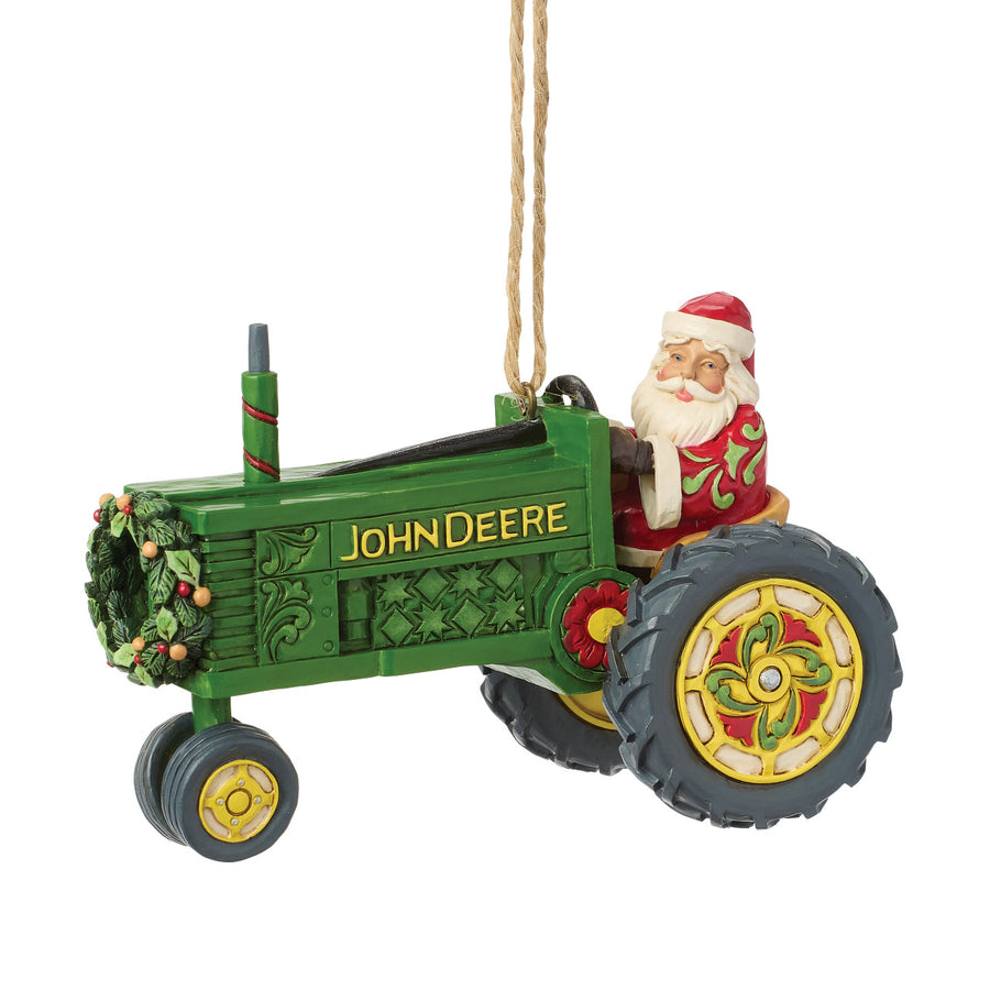 Jim Shore John Deere: Santa In John Deere Tractor Hanging Ornament sparkle-castle