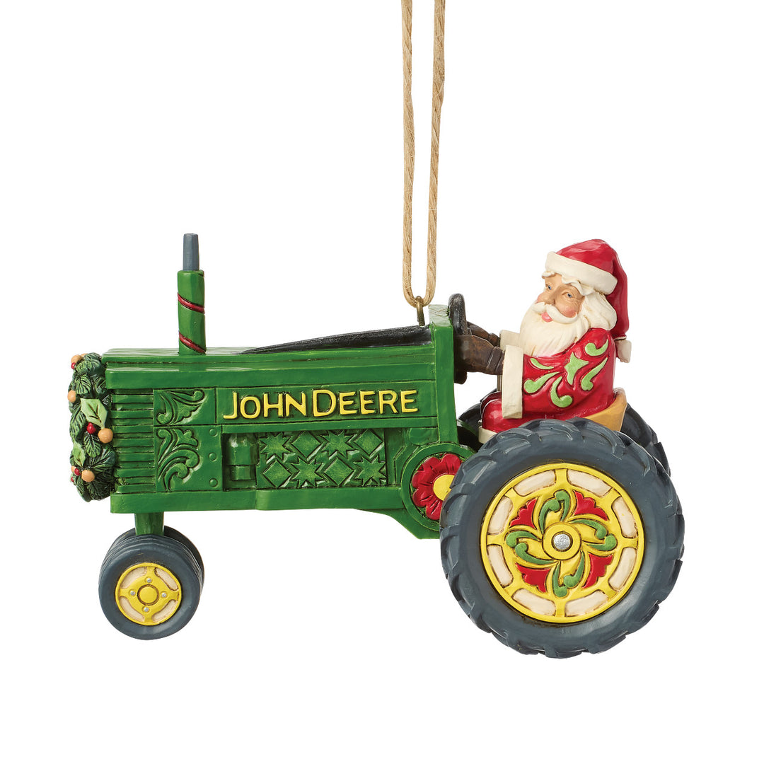Jim Shore John Deere: Santa In John Deere Tractor Hanging Ornament sparkle-castle
