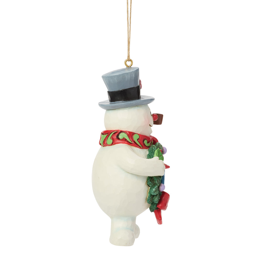 Jim Shore Frosty the Snowman: Dated 2026 Frosty Holding Wreath Hanging Ornament sparkle-castle
