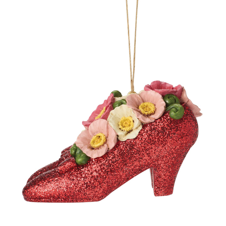 Jim Shore Wizard of Oz: Ruby Slippers With Poppies Hanging Ornament sparkle-castle