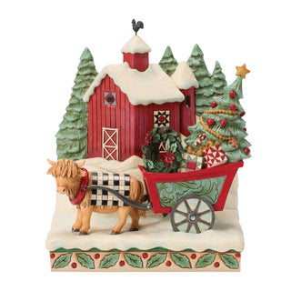 Jim Shore Heartwood Creek: Highland Glen Barn Scene Figurine sparkle-castle
