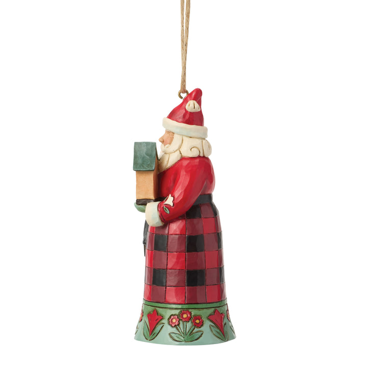 Jim Shore Heartwood Creek: Highland Glen Santa With Cardinals Hanging Ornament sparkle-castle