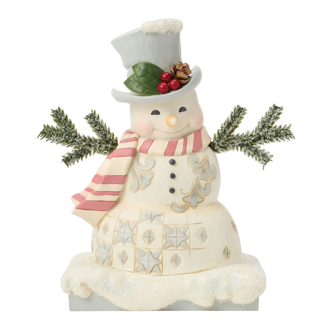 Jim Shore Heartwood Creek: White Woodland Snowman In Top Hat Figurine sparkle-castle