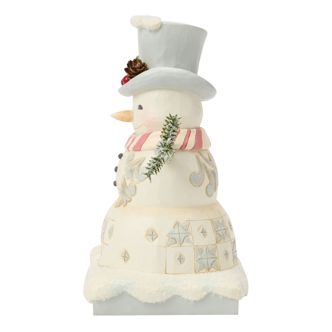 Jim Shore Heartwood Creek: White Woodland Snowman In Top Hat Figurine sparkle-castle