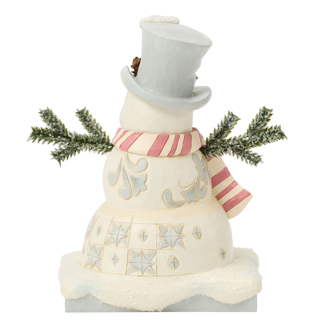 Jim Shore Heartwood Creek: White Woodland Snowman In Top Hat Figurine sparkle-castle