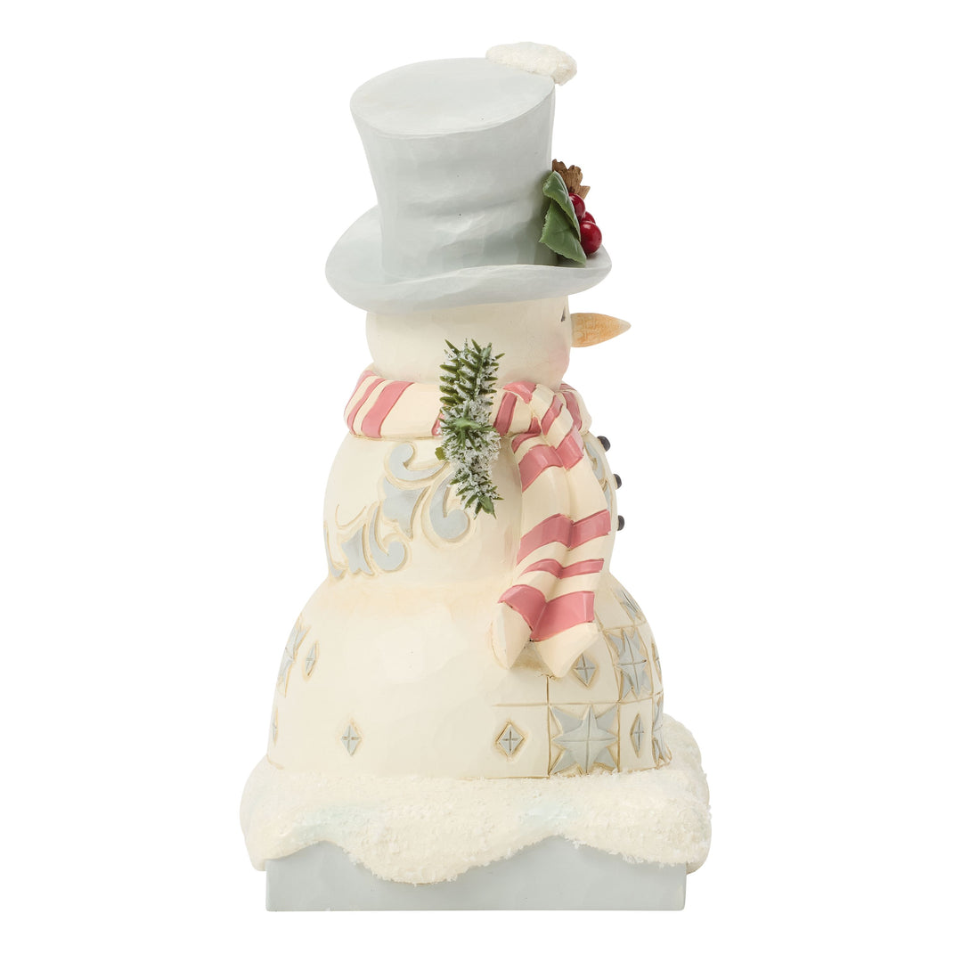 Jim Shore Heartwood Creek: White Woodland Snowman In Top Hat Figurine sparkle-castle