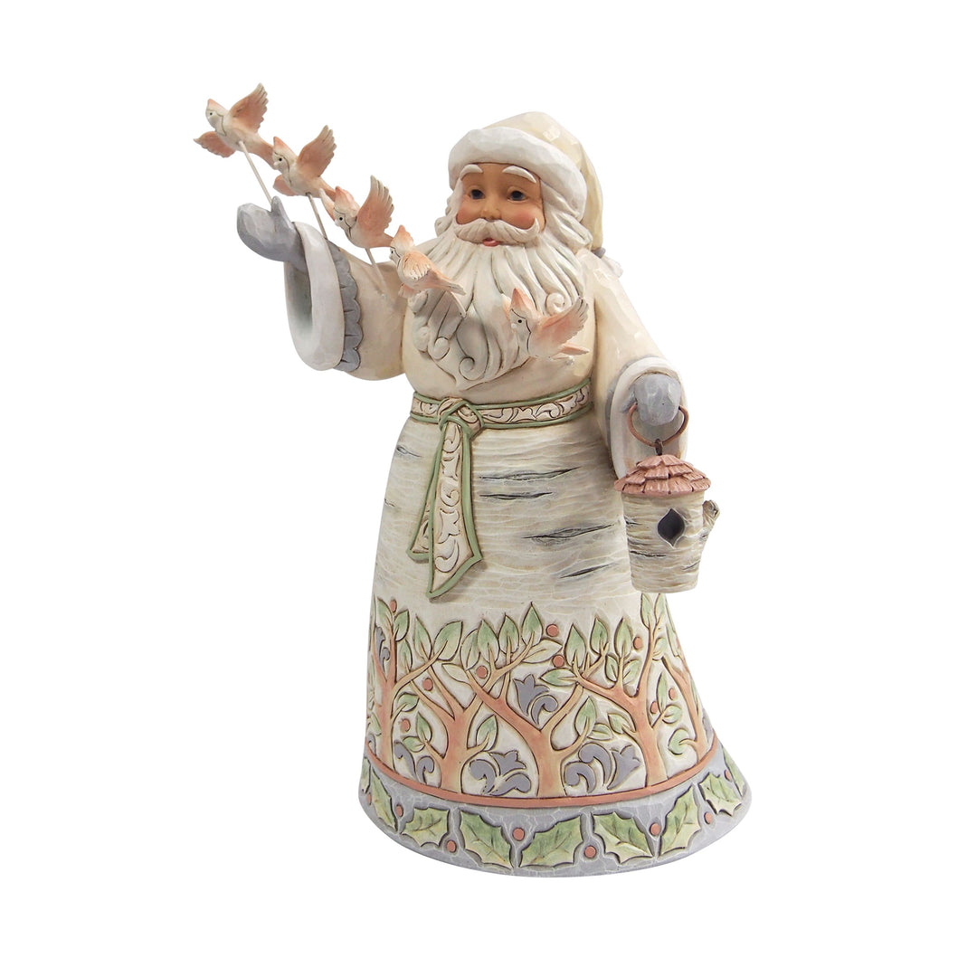 Jim Shore Heartwood Creek: White Woodland Santa With Flying Cardinals Figurine sparkle-castle