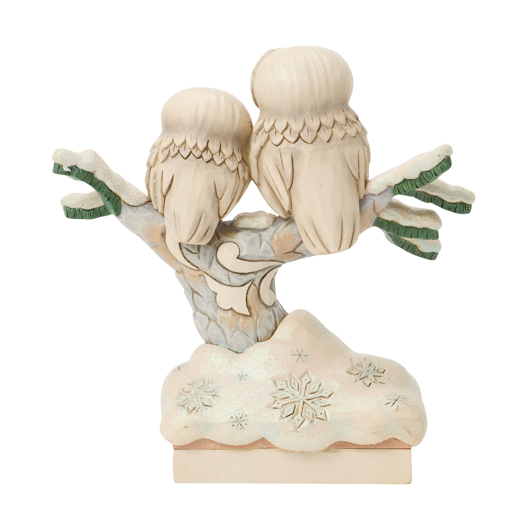 Jim Shore Heartwood Creek: White Woodland Owls On Branch Figurine sparkle-castle