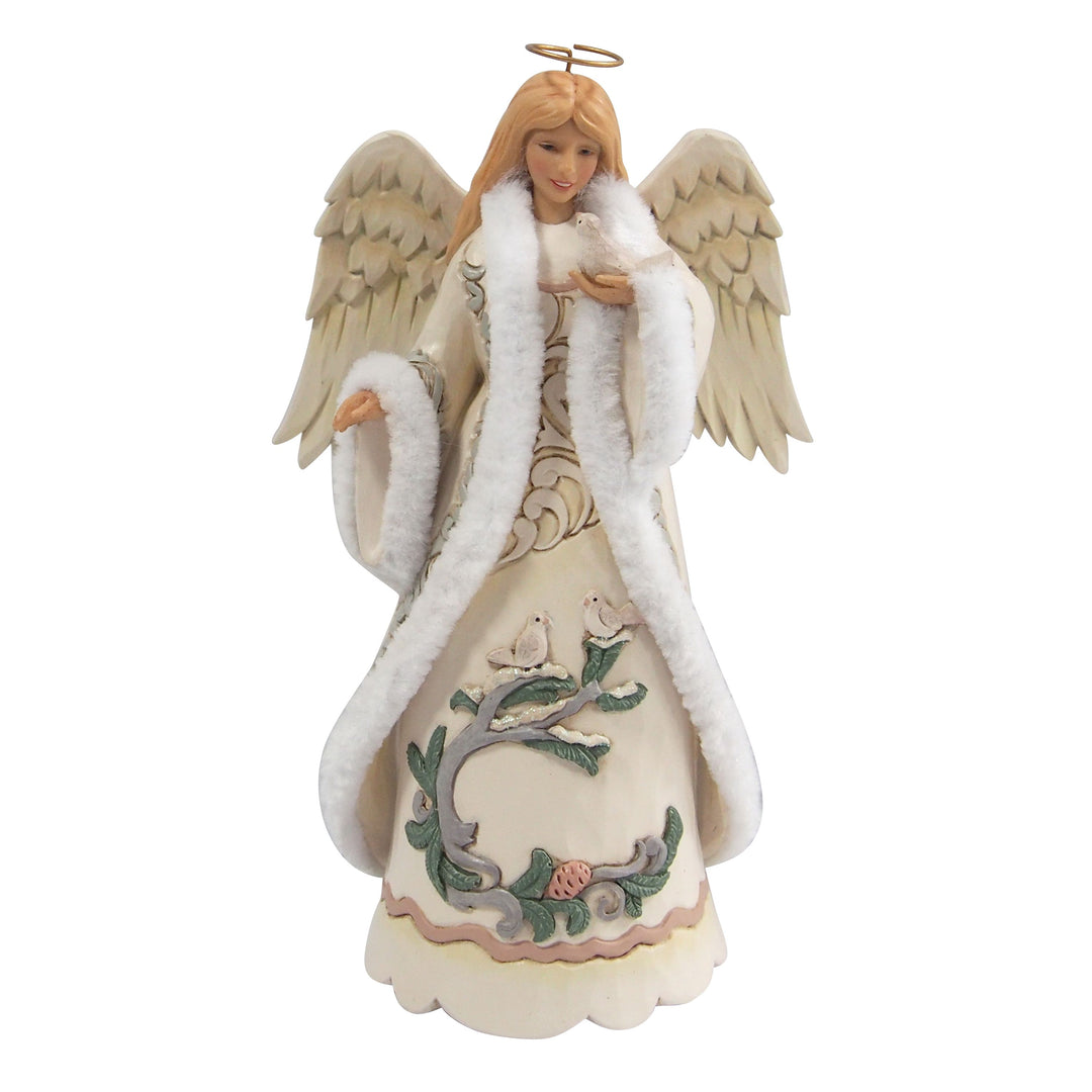 Jim Shore Heartwood Creek: White Woodland Angel With Dove Figurine sparkle-castle