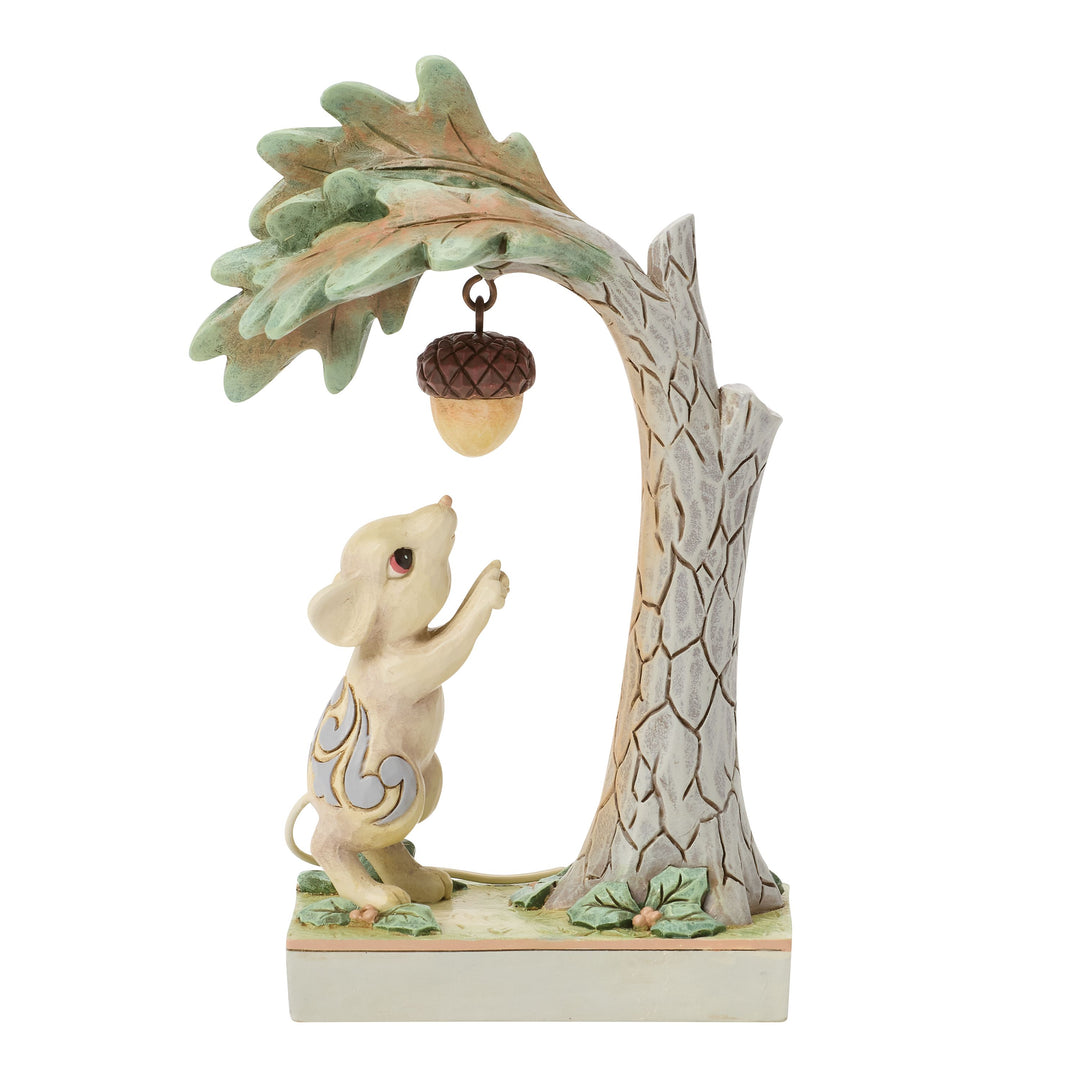 Jim Shore Heartwood Creek: White Woodland Field Mouse and Acorn Figurine sparkle-castle
