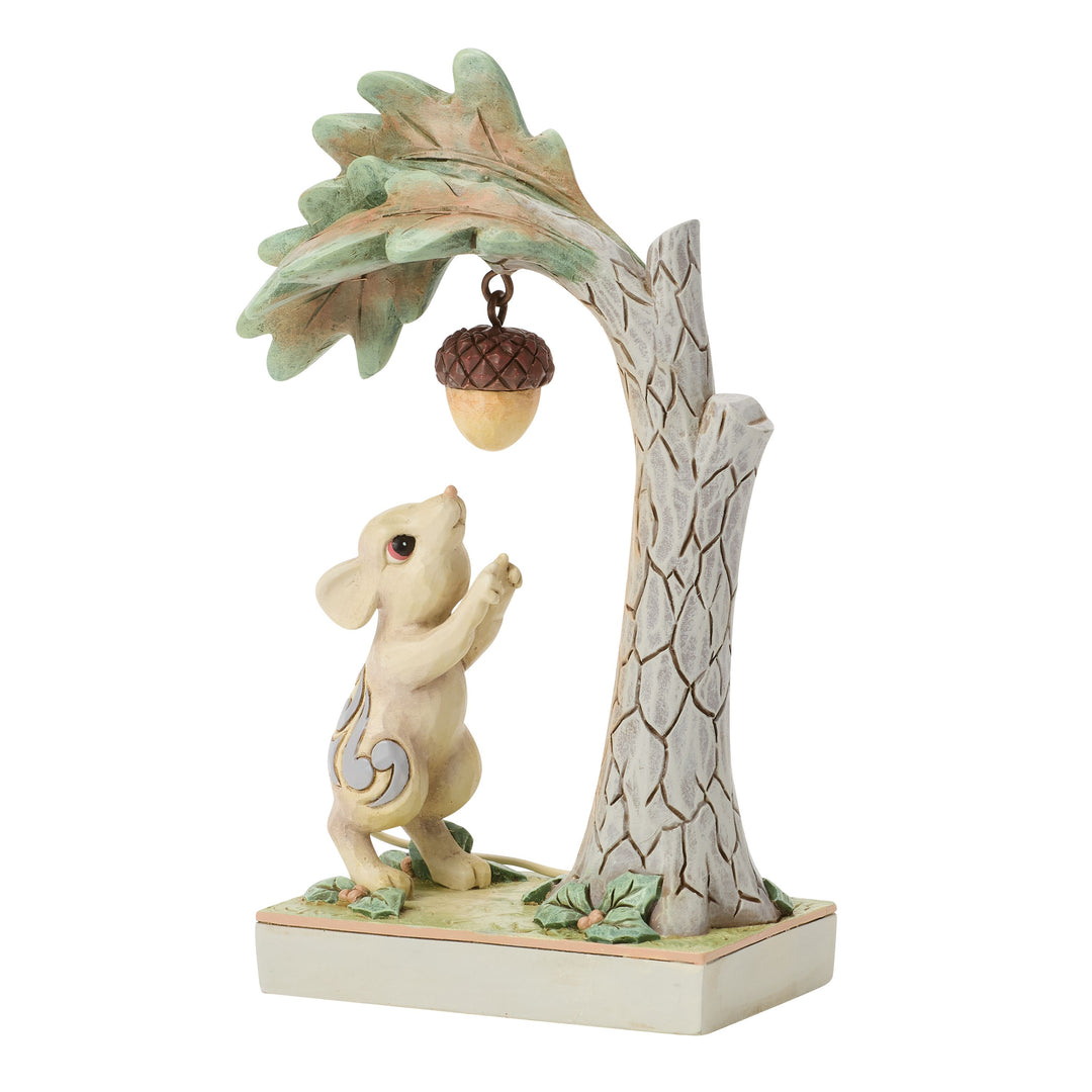 Jim Shore Heartwood Creek: White Woodland Field Mouse and Acorn Figurine sparkle-castle