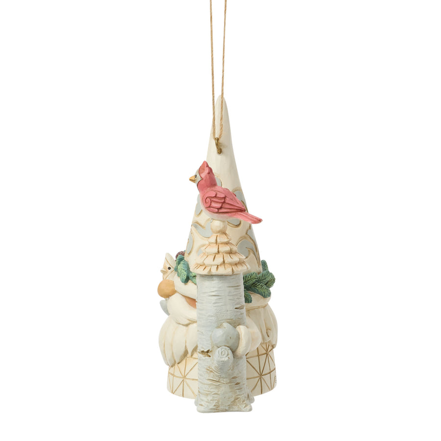 Jim Shore Heartwood Creek: White Woodland Gnome With Birdhouse Hanging Ornament sparkle-castle