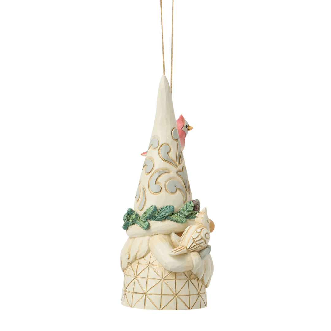 Jim Shore Heartwood Creek: White Woodland Gnome With Birdhouse Hanging Ornament sparkle-castle