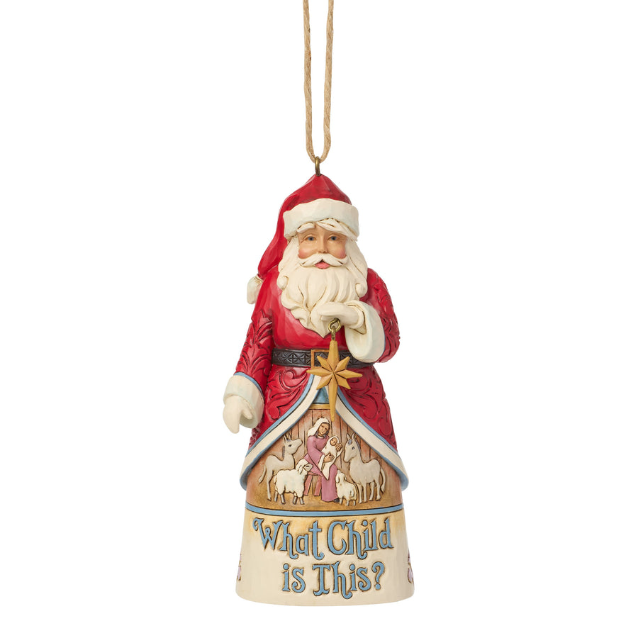Jim Shore Heartwood Creek: Santa What Child Is This Hanging Ornament sparkle-castle