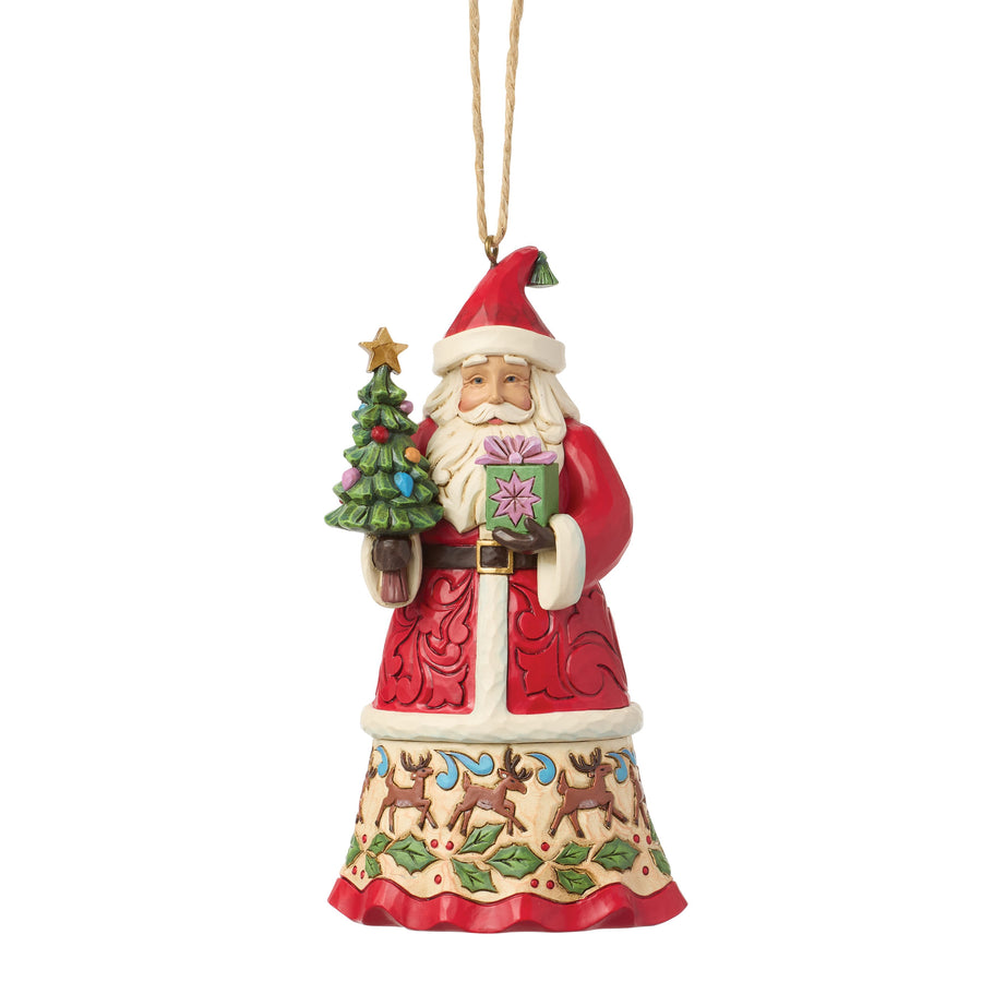 Jim Shore Heartwood Creek: Santa With Gifts Hanging Ornament sparkle-castle