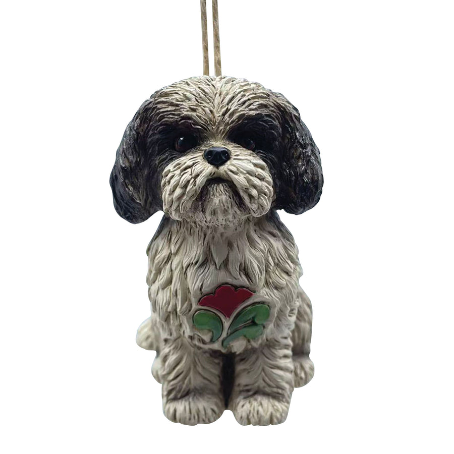 Jim Shore Heartwood Creek: Shih Tzu Dog Hanging Ornament sparkle-castle