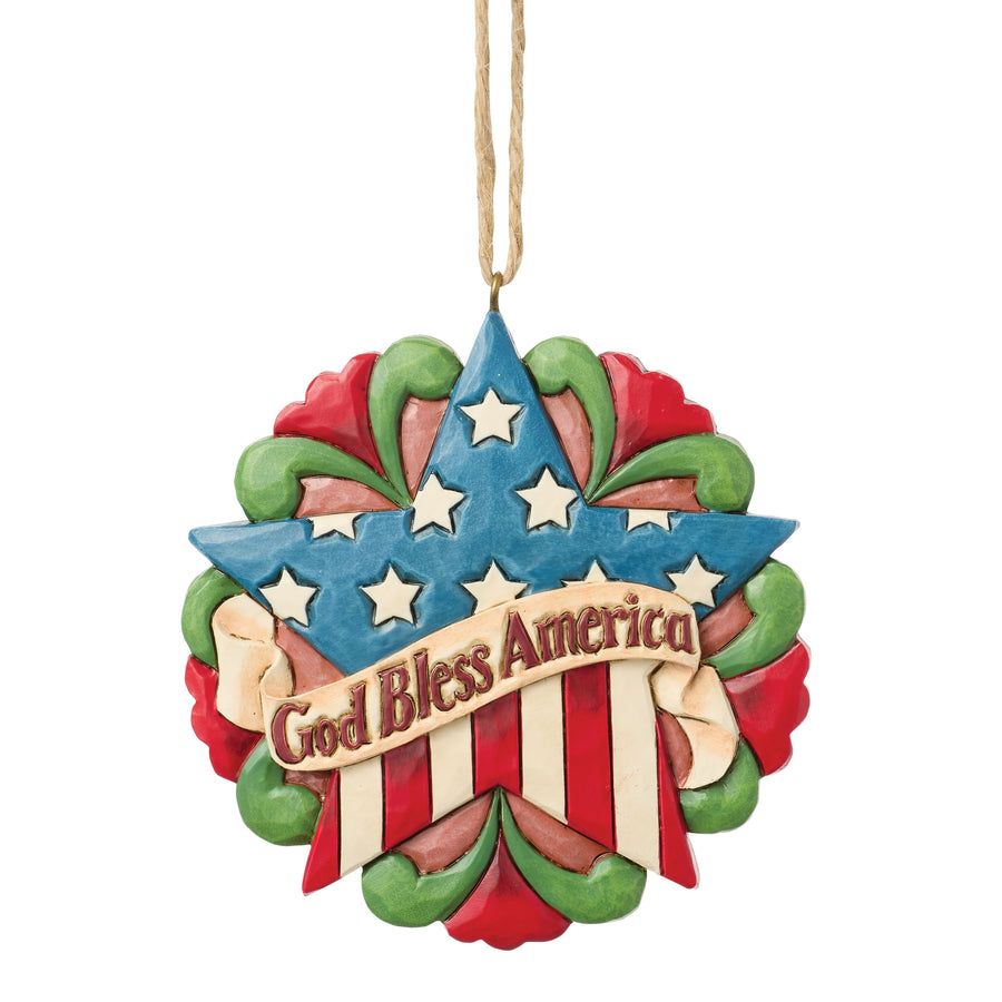 Jim Shore Heartwood Creek: Patriotic Star Hanging Ornament sparkle-castle