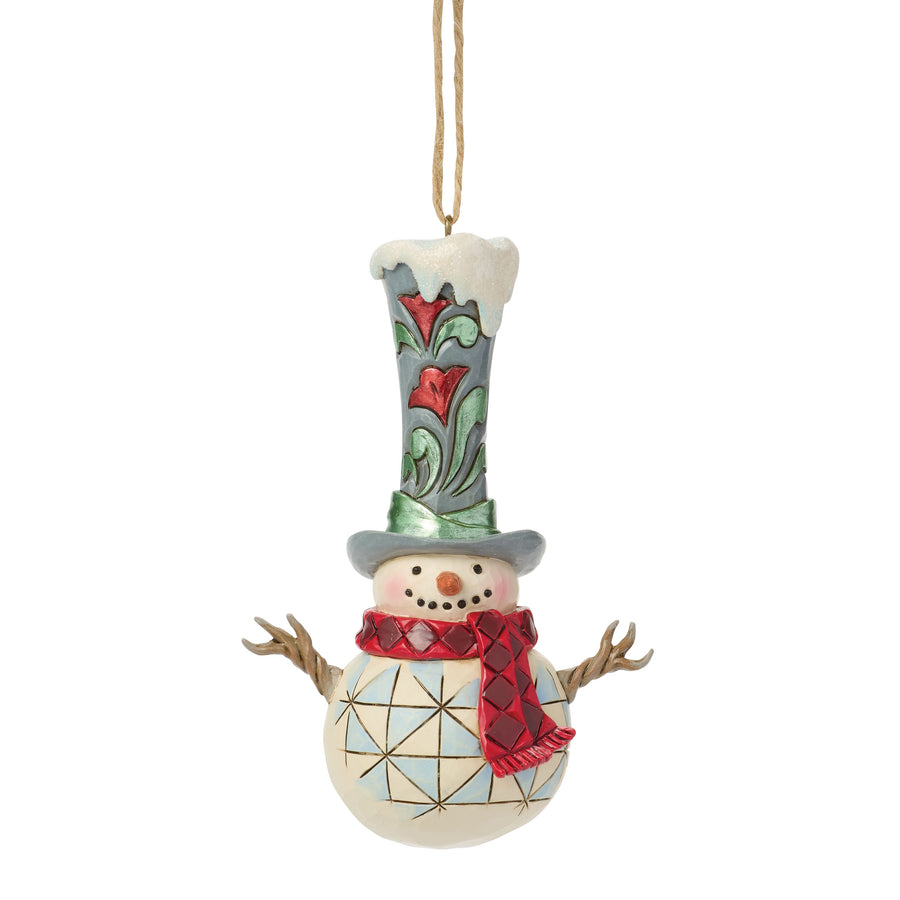 Jim Shore Heartwood Creek: Snowman With Tall Top Hat Hanging Ornament sparkle-castle