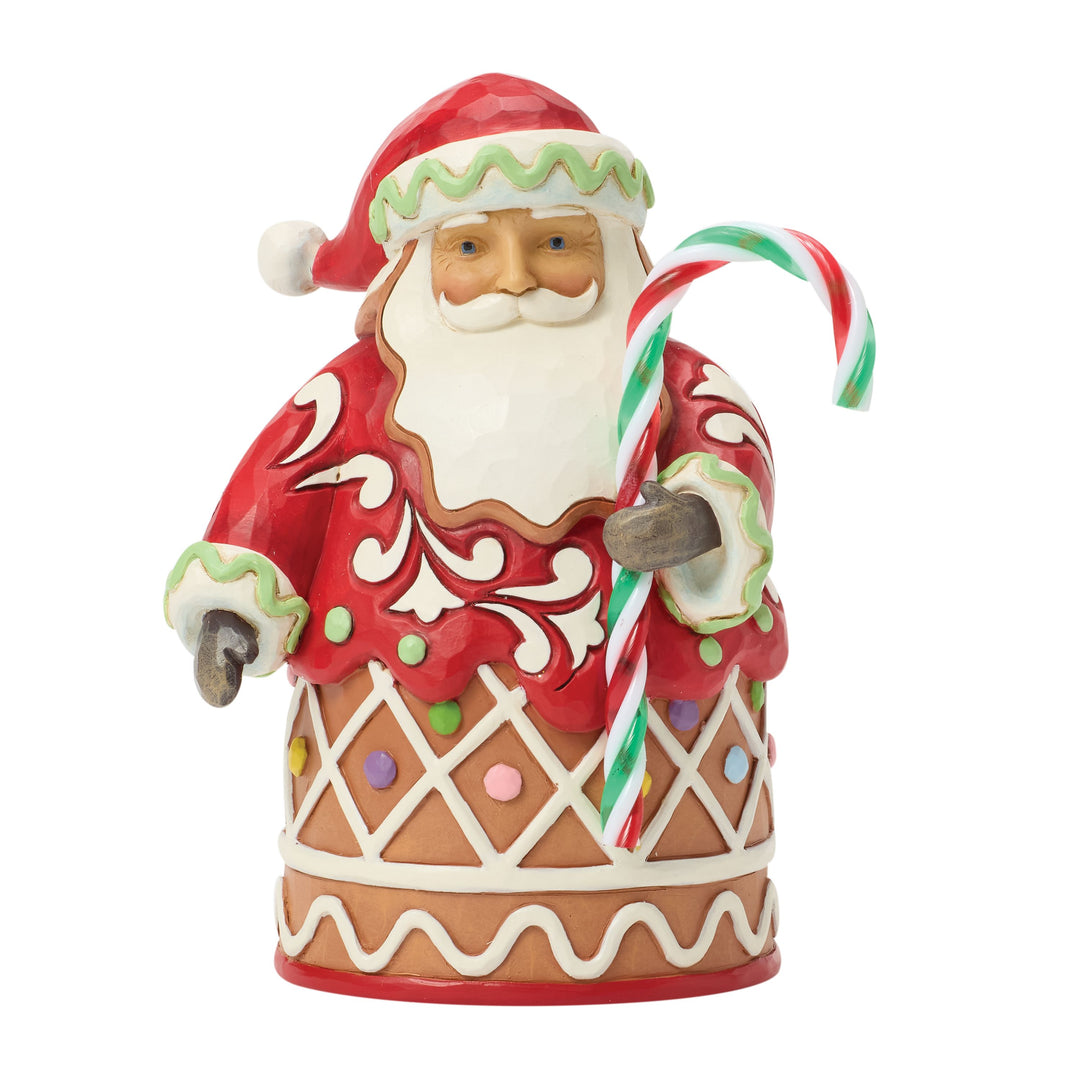 Jim Shore Heartwood Creek: Pint Sized Gingerbread Santa With Candy Cane Figurine sparkle-castle