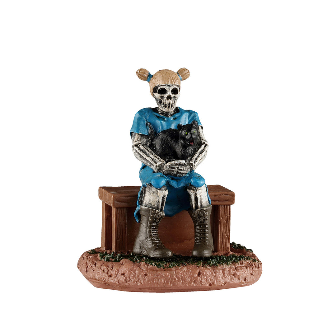 Lemax Spooky Town Halloween Village Accessory: Ghoul Sister With Cat sparkle-castle