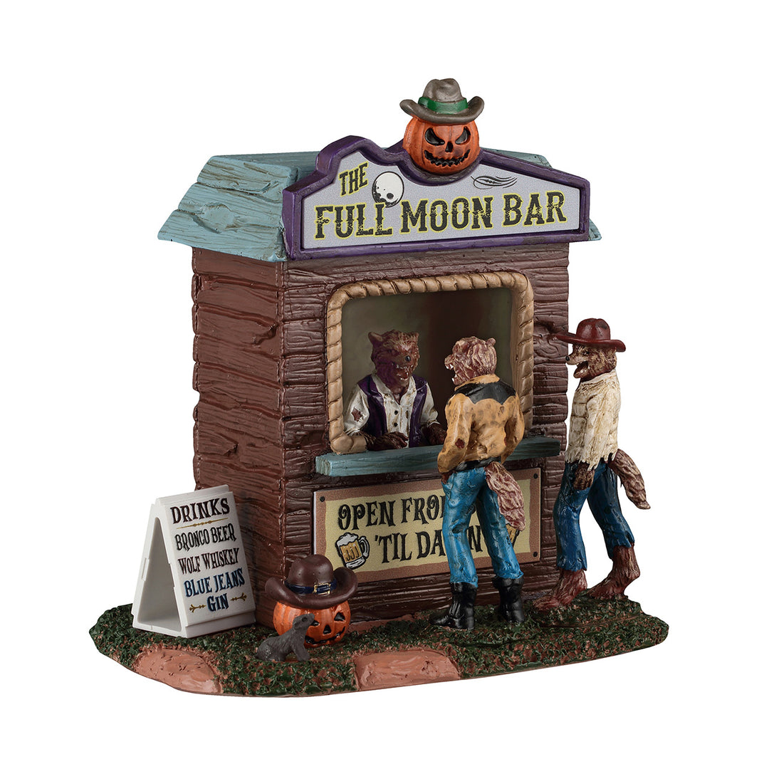 Lemax Spooky Town Halloween Village Accessory: Full Moon Bar sparkle-castle