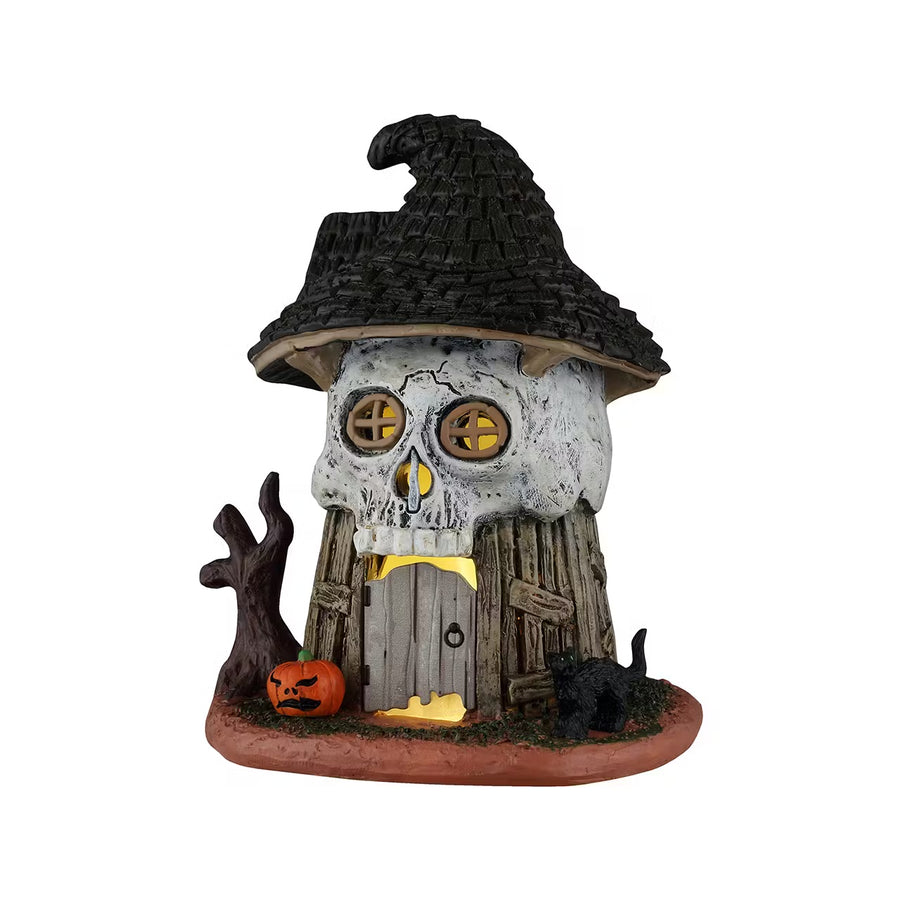 Lemax Spooky Town Halloween Village Accessory: Witch's Skull Hut sparkle-castle