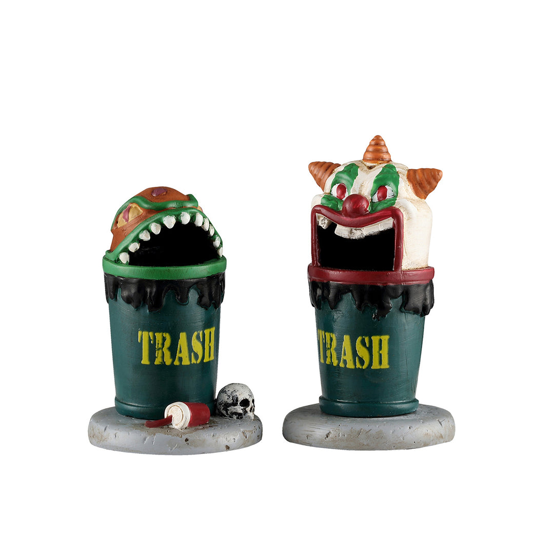 Lemax Spooky Town Halloween Village Accessory: Terrifying Trash Cans, Set of 2 sparkle-castle