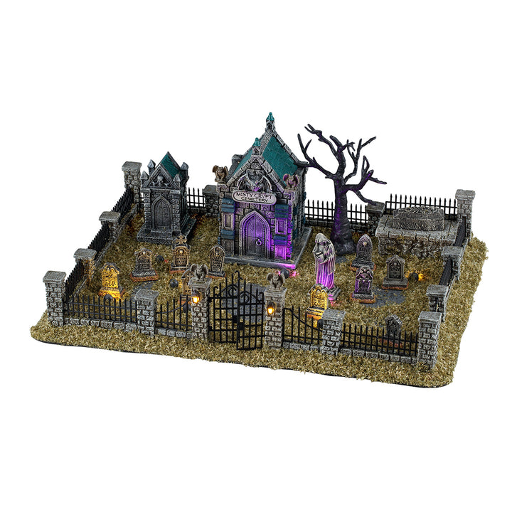 Lemax Spooky Town Halloween Village: Misty Crypt Graveyard sparkle-castle