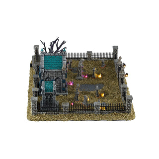 Lemax Spooky Town Halloween Village: Misty Crypt Graveyard sparkle-castle
