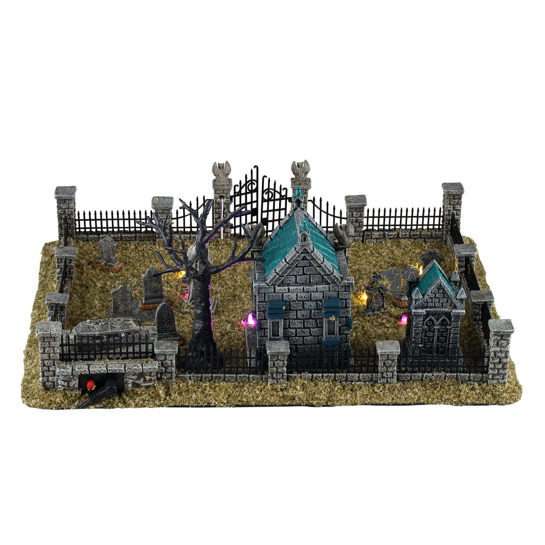 Lemax Spooky Town Halloween Village: Misty Crypt Graveyard sparkle-castle