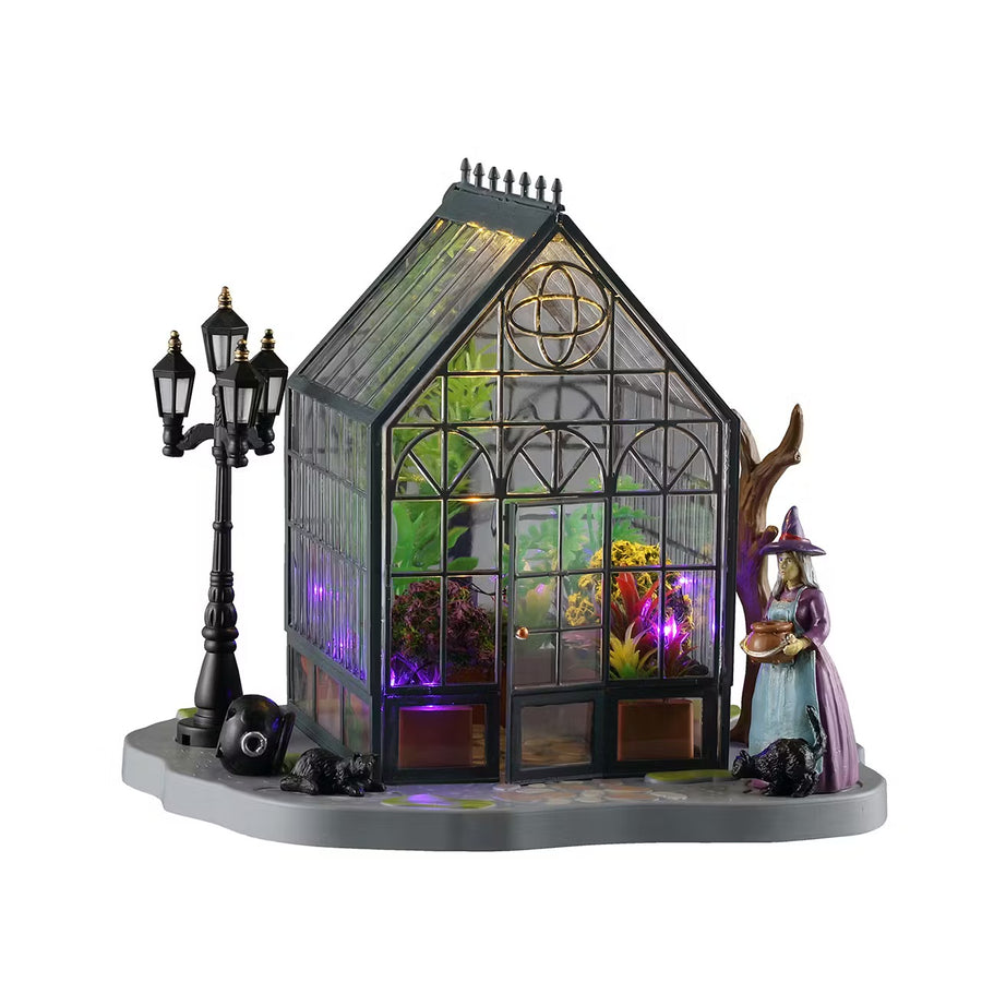 Lemax Spooky Town Halloween Village Accessory: Agatha's Greenhouse sparkle-castle