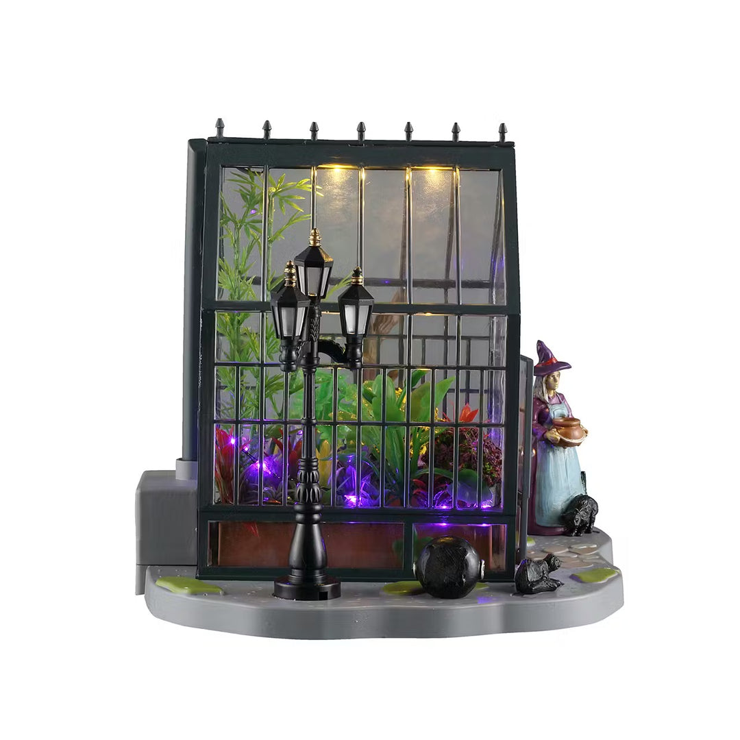 Lemax Spooky Town Halloween Village Accessory: Agatha's Greenhouse sparkle-castle