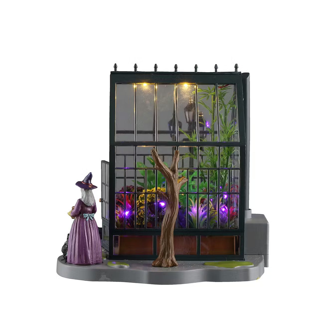 Lemax Spooky Town Halloween Village Accessory: Agatha's Greenhouse sparkle-castle