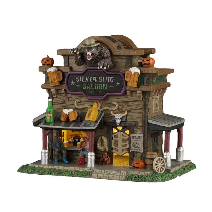 Lemax Spooky Town Halloween Village: Silver Slug Saloon sparkle-castle