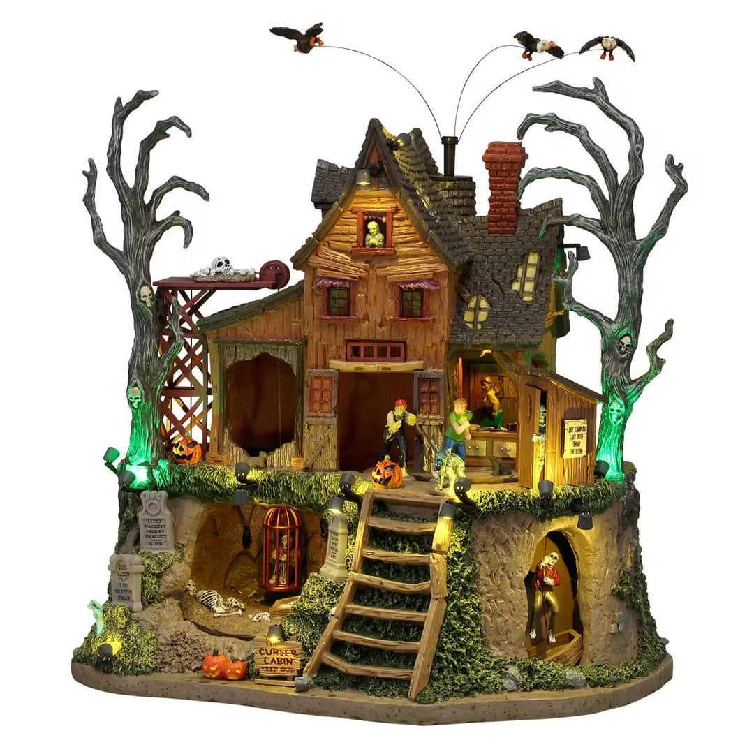 Lemax Spooky Town Halloween Village: The Cursed Cabin sparkle-castle