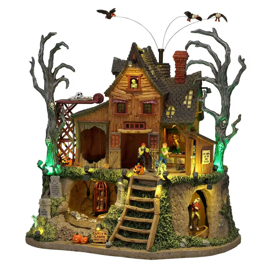 Lemax Spooky Town Halloween Village: The Cursed Cabin sparkle-castle